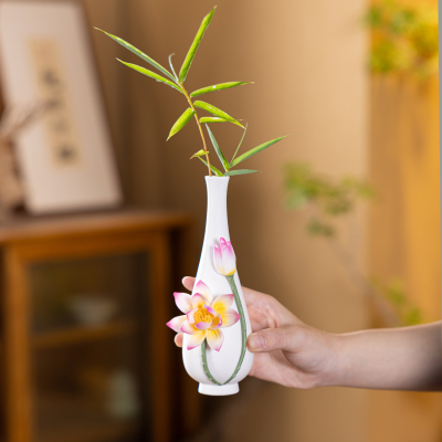 中式陶瓷净瓶莲花观音瓶花瓶