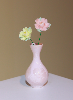 迷你结晶 陶瓷冰晶瓷小花瓶摆茶台书桌小摆件摆摊瓷瓶搭配陶瓷花