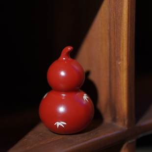 故宫红陶瓷葫芦小摆件招财好运茶桌面装饰玄关陶瓷创意文创旅礼品
