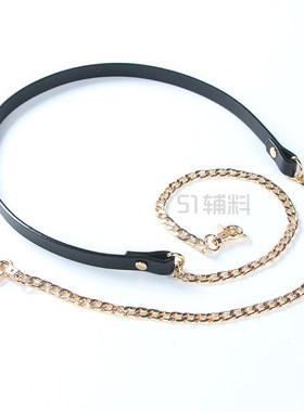 牛皮零钱包链条斜挎肩带布艺DIY