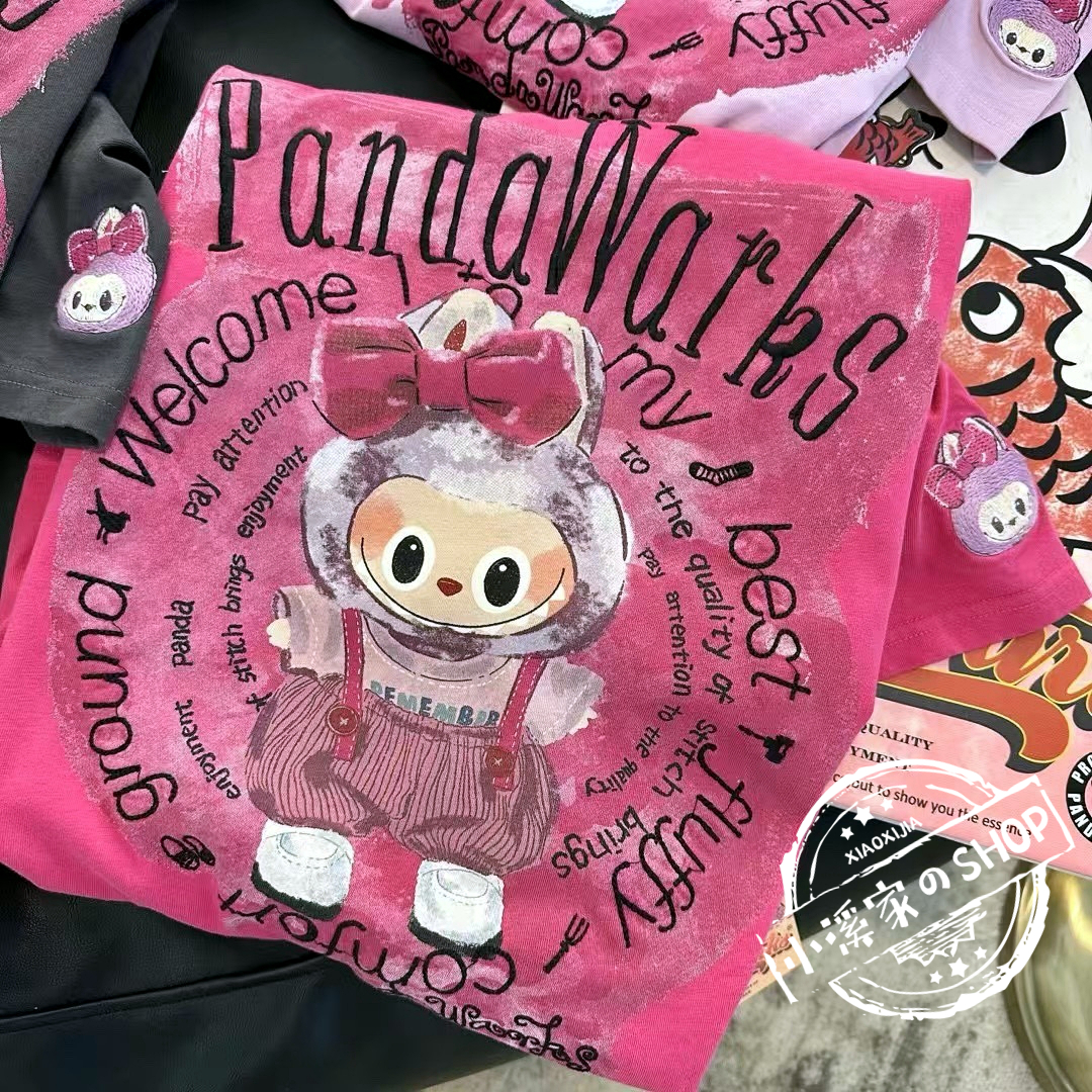 Pandawarks夏「大大卷拉布布」爆款 设计师独家手绘灵感简约减龄t