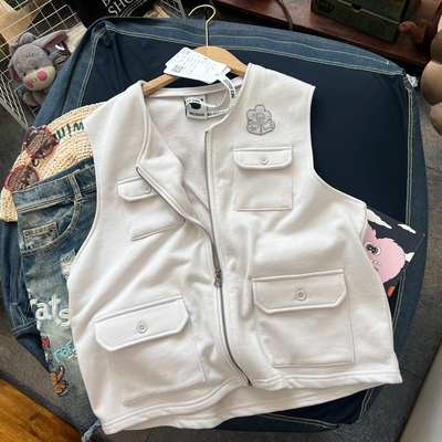 热销单品MS.CISSIE工装潮牌多口袋情侣马甲400克纯棉百搭马甲外套
