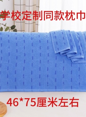 纯棉枕巾全棉学生宿舍学院标准蓝色单人耐脏素色简约枕头盖巾