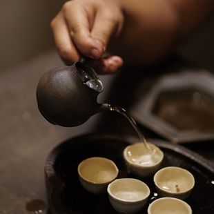 四闲堂 太镜手拉柴烧侧把壶 茶壶 泡茶壶 日式柴烧南蛮急须