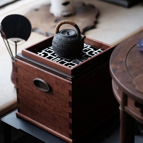 四闲堂围炉煮茶花梨木茶室火钵