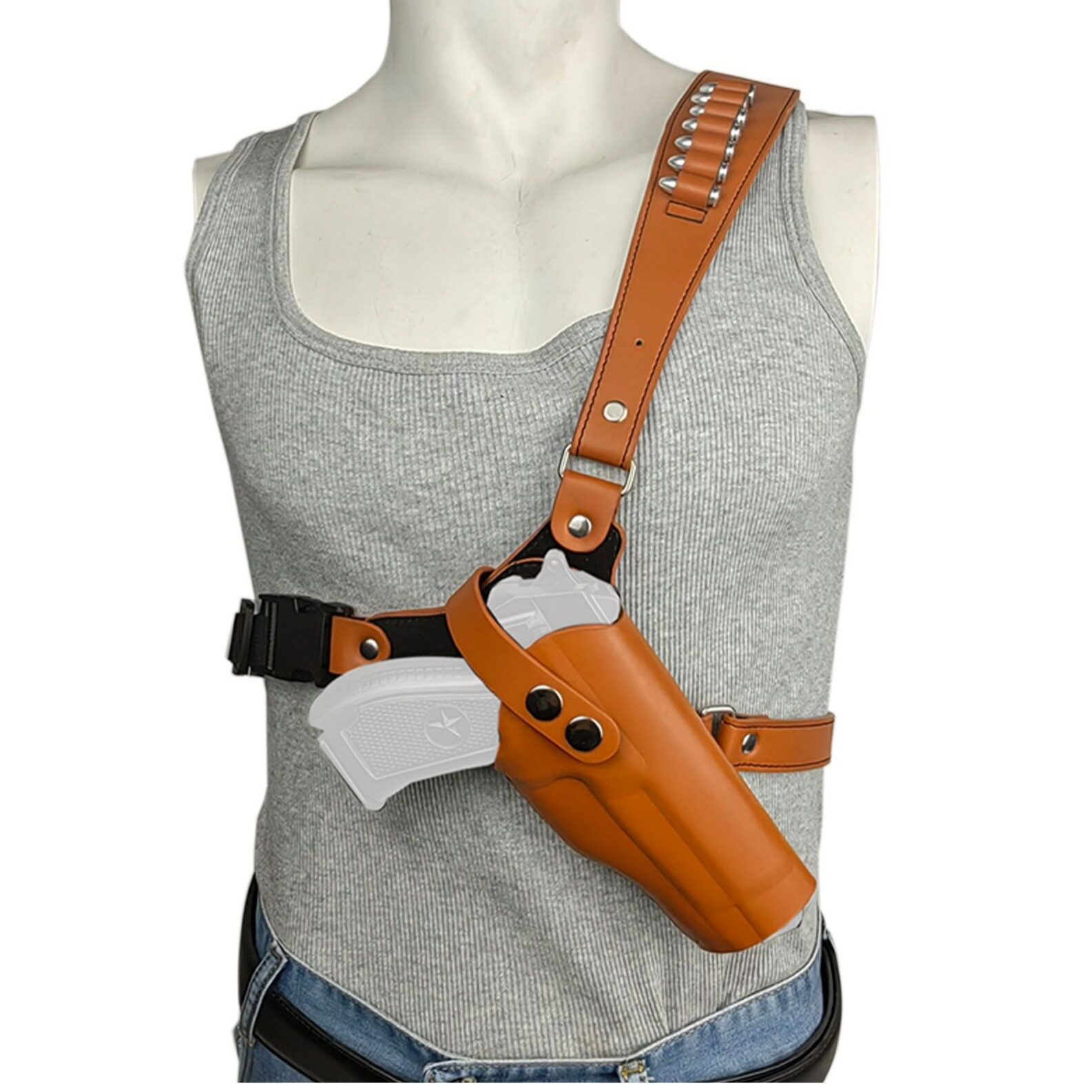战术皮革1911通用背带枪套道具图片