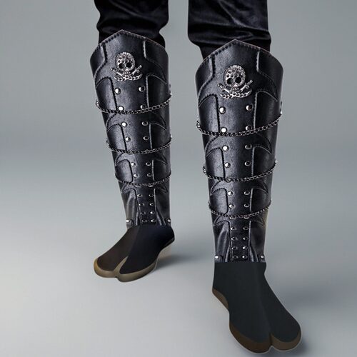 暗黑哥特风格骑士长靴腿套cosplay服饰配件成人靴套影视表演鞋套