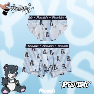 头 衩女生三角内裤 霹危斯PEEVISH可爱情侣抗菌纯棉平角内裤 男生裤