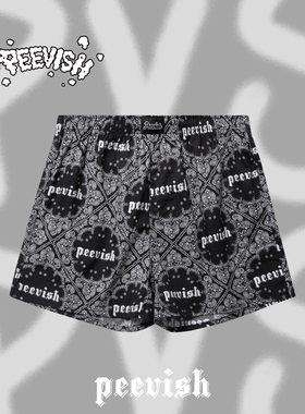 霹危斯PEEVISH宽松内裤男士阿罗裤情侣居家纯棉短睡裤女大裤衩