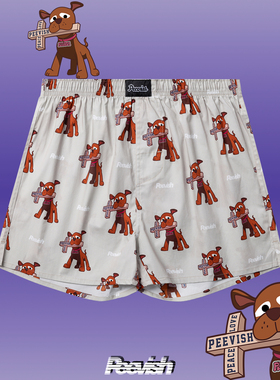 霹危斯PEEVISH纯棉阿罗裤宽松内裤男裤头女居家短睡裤孖烟通裤衩