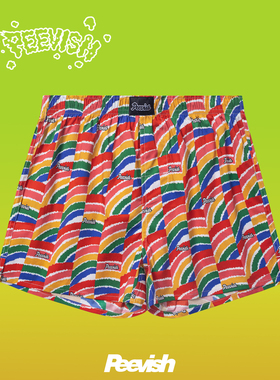 霹危斯PEEVISH纯棉阿罗裤宽松内裤男女情侣居家短睡裤孖烟通裤衩