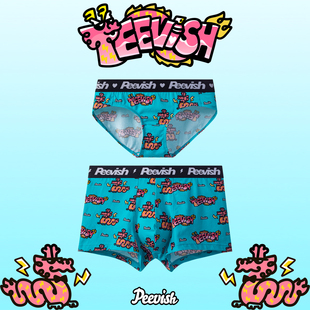 霹危斯PEEVISH卡通可爱情侣抗菌纯棉平角内裤 衩 男生女三角内裤