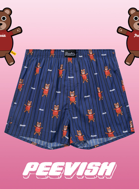 霹危斯PEEVISH纯棉阿罗裤宽松内裤男裤头女居家短睡裤孖烟通裤衩