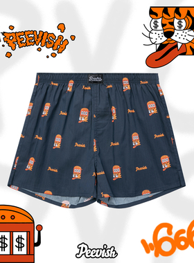 霹危斯PEEVISH纯棉阿罗裤宽松内裤男女情侣居家短睡裤孖烟通裤衩