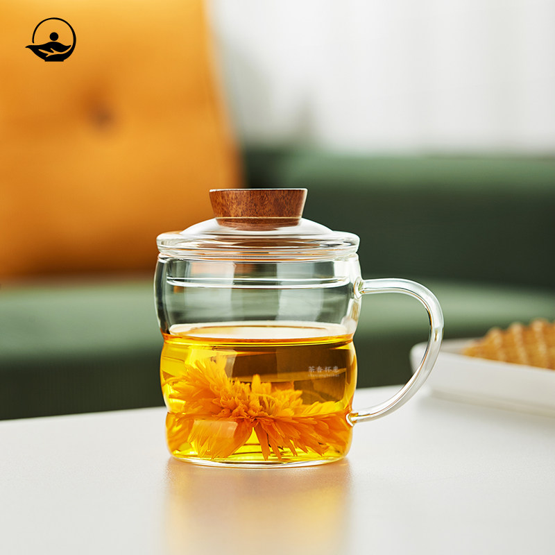 耐高温玻璃喝茶杯有把过滤泡茶杯