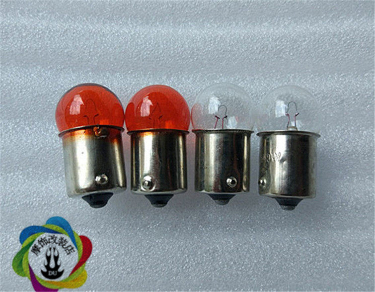 摩托车机车踏板转弯灯迅鹰鬼火后转向灯泡12V10W卡口巧格方向灯黄