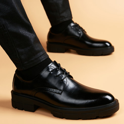高端皮鞋男商务软皮厚底男鞋