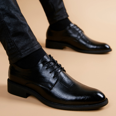 皮鞋男款2025新款商务正装休闲结婚新郎鞋英伦尖头软底高档男鞋子