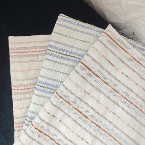 日系纯棉条纹提花面料连衣裙家居服床品桌布手工DIY布料色织水洗