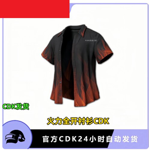 PUBG绝地求生火力全开衬衫永久吃鸡火力全开上衣T恤衬衫兑换CDK