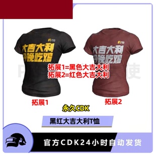 PUBG绝地求生大吉大利T恤黑色大吉大利红色激活码CDK