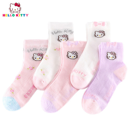 hellokitty网眼棉袜夏季5双盒装
