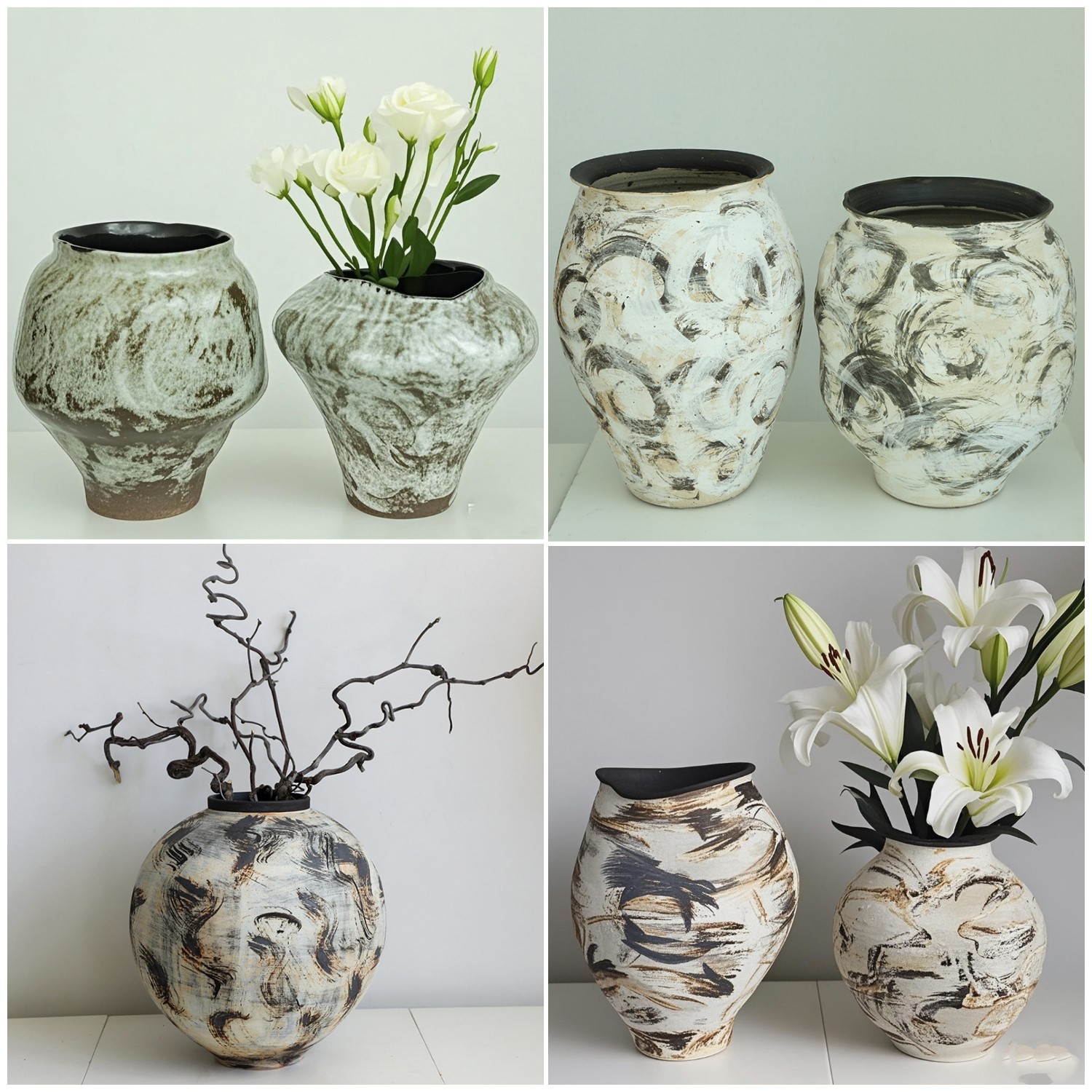 复古创意水墨纹陶瓷装饰花瓶