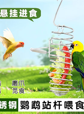 鸟类喂食器不锈钢具鹦鹉投喂神器