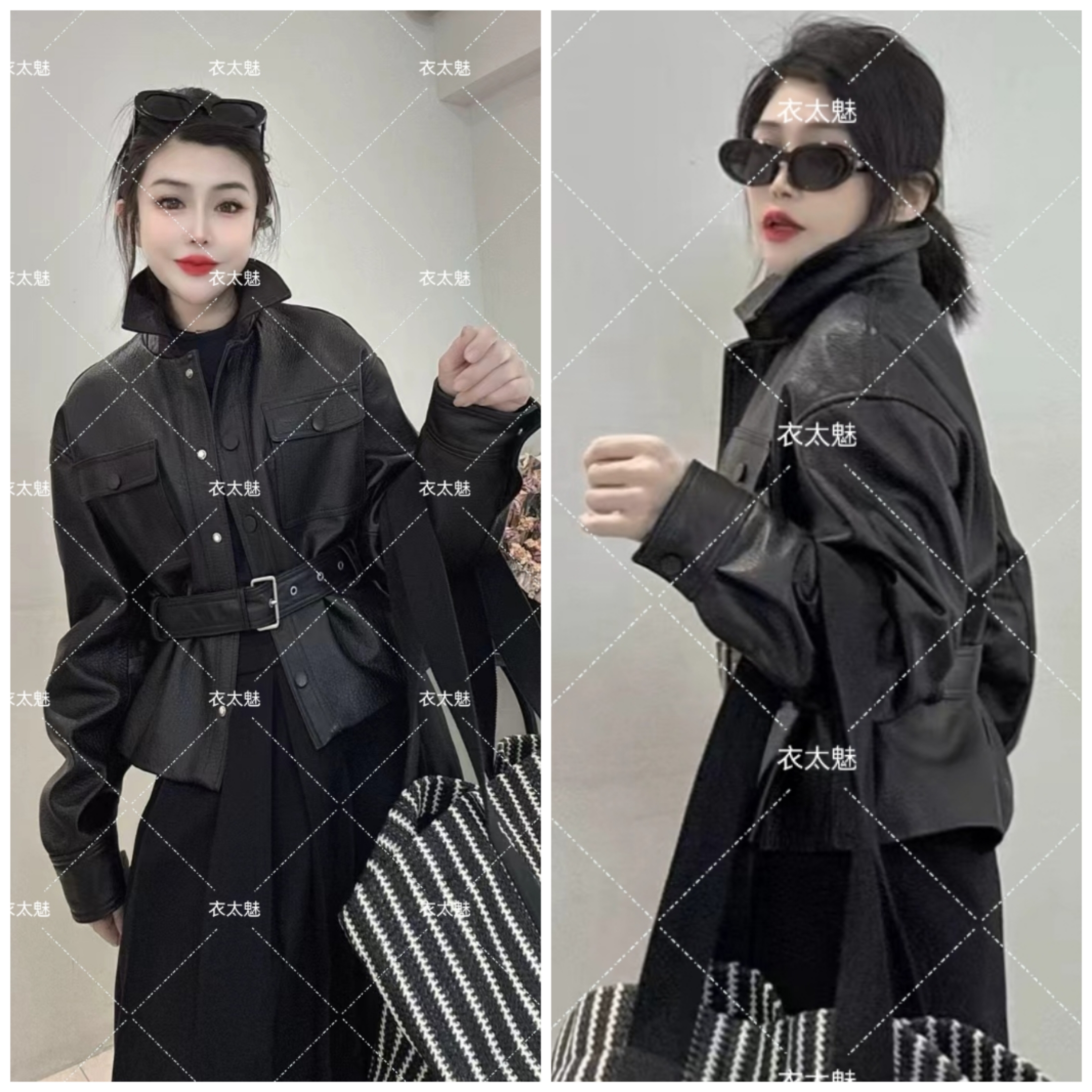 网红同款水洗皮皮衣收腰外套短款高级皮夹克2025上衣春季新款女装
