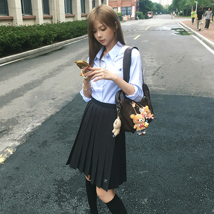 花千猪新品 津南高衬衫 日系学院风校供感条纹衬衫jk制服秋冬上衣