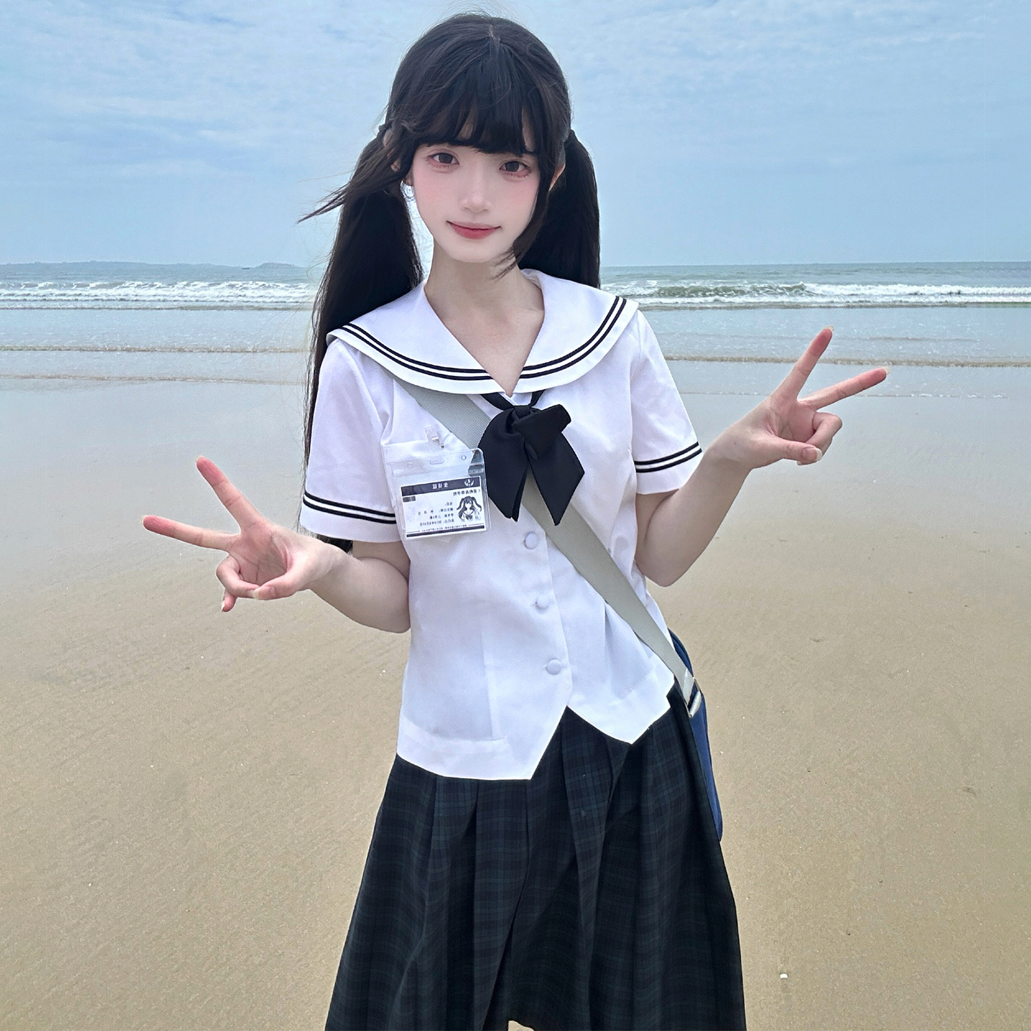 花千猪原创星屿水手领衬衫夏服