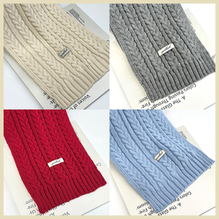 花千猪JK 纯色麻花围巾 jk制服搭配围巾多色日系学院风百搭款配饰