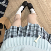 jk裙 jk制服校供感a字型百褶裙绿格百搭款 花千猪新品 青空格裙