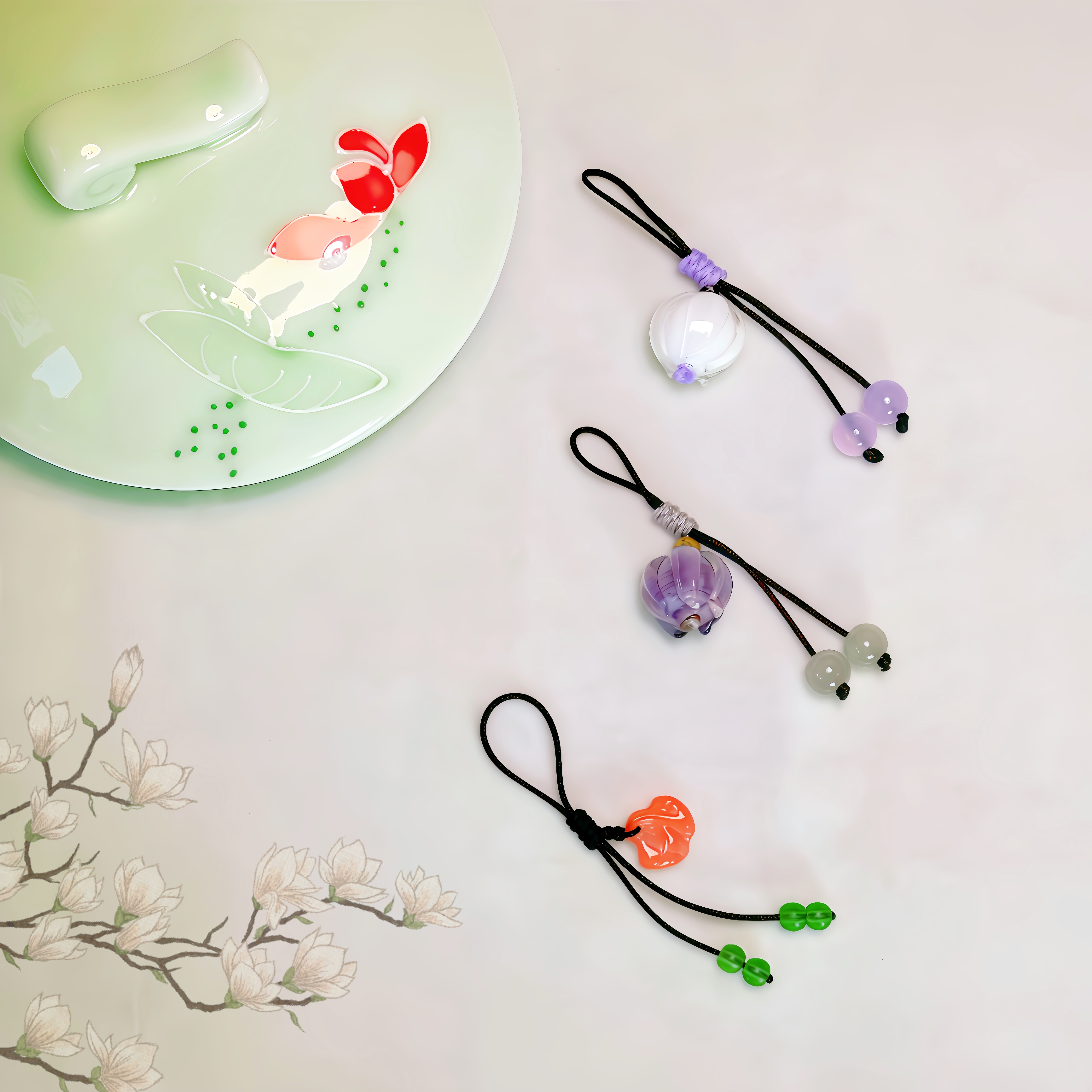 原创手工栓壶盖提溜高端吊坠提壶盖绳银杏叶花苞茶壶壶钮新品包邮