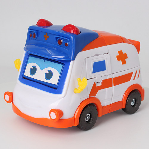 正版百变校巴车长消防车队长警歌德机器人大变形变脸系列医生歌德