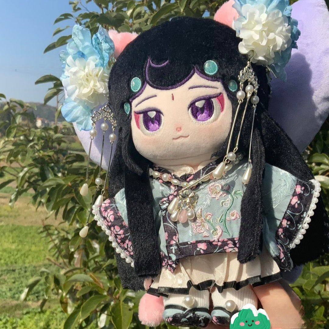 京剧猫明月小青墨紫20CM棉花娃娃公仔玩偶动漫高颜值可爱换装周边