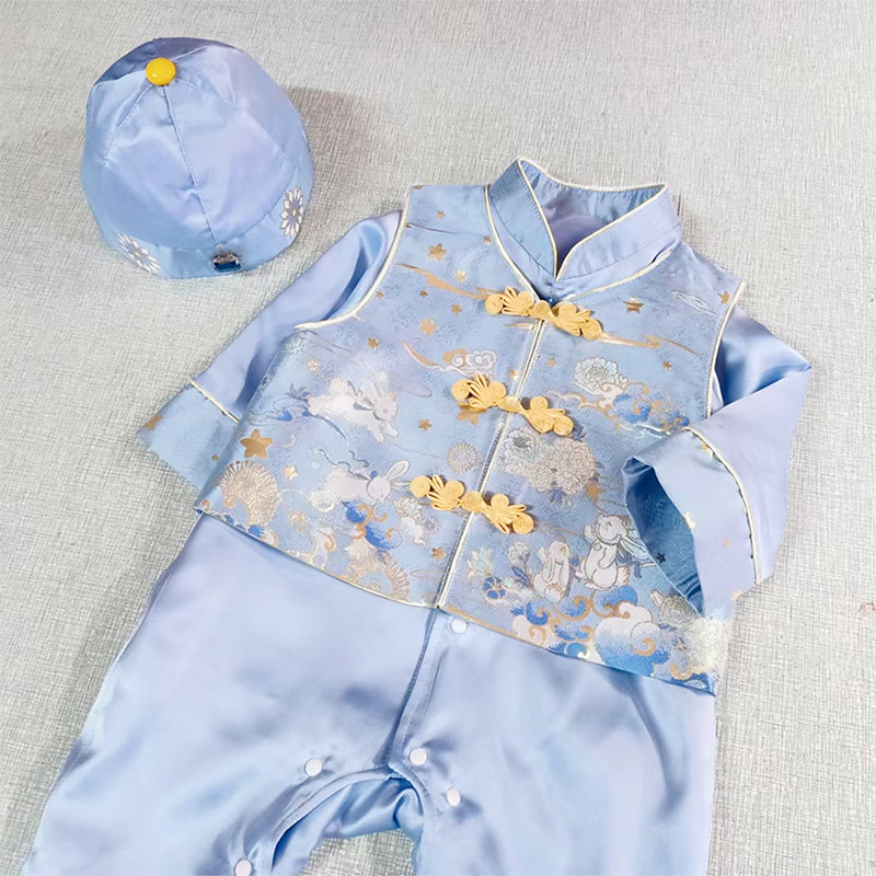 百天宝宝衣服桑蚕丝男宝夏季