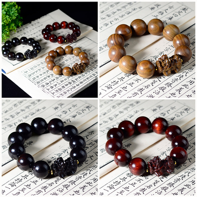 绿檀紫光檀手串吉方圆雕刻手串