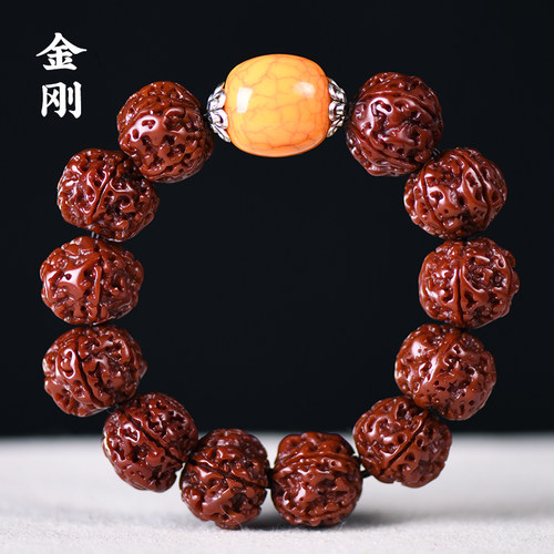 藏式机刷玉化金刚菩提天然菩提籽f仿蜜蜡佛珠手串男士中国风批发