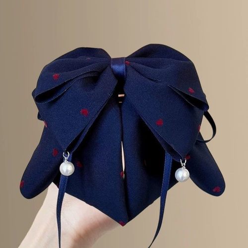 缎面蝴蝶结发夹女2025新款精致流苏爱心波点发抓法式高级感马尾夹