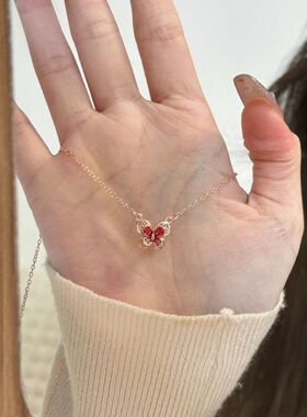 花丝蝴蝶项链爱心新中式项链项链ins蝴蝶简约