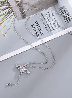 丘比特之心项链高级轻奢天使吊坠女锁骨链七夕礼物送女友轻盈