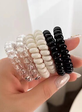 透明电话线头绳小橡皮筋发圈不伤发扎头发绳黑色简约无痕皮套发饰