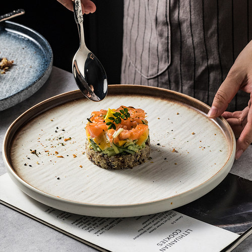 石纹陶瓷餐具家用牛排盘点心盘