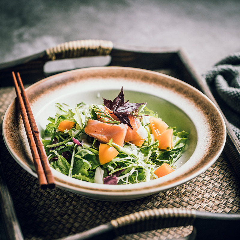 深盘陶瓷大众圆形日式西餐菜盘子