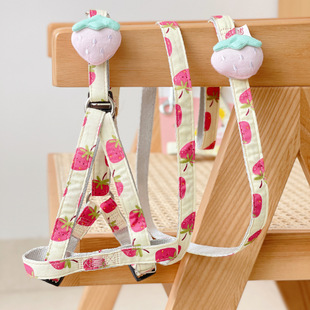 狗牵引狗绳胸背带遛狗绳子外出小型犬背带绳工字泰迪粉色防挣脱