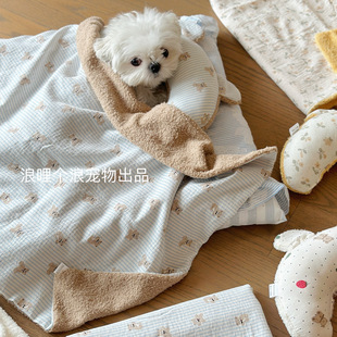 宠物毛毯枕头小被子泰迪比熊犬毯子毛毯狗窝垫秋冬季 空调被盖毯
