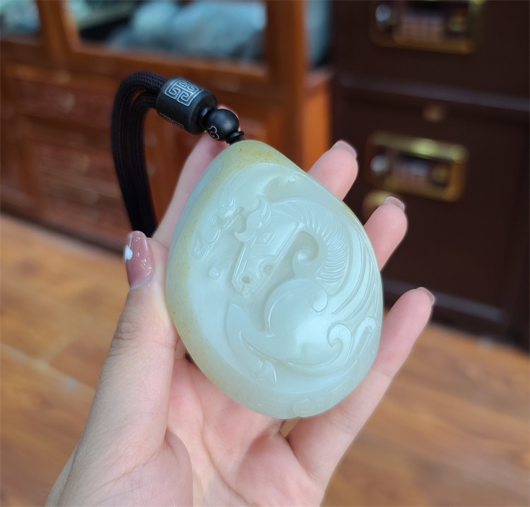 新疆和田白玉籽料十二生肖马挂件 吊坠 项链  bxg19003