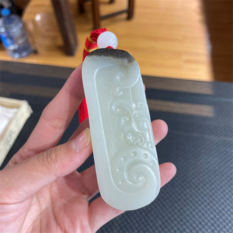 新疆和田白玉籽料仿古龙手把件观音佛宝宝锁平安扣手链xd18005