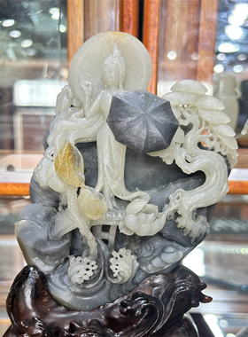 新疆和田玉青花飞天仙女摆件  弥勒佛观音挂件  xx14092